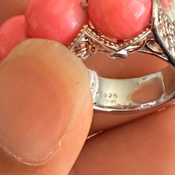 Bamboo Coral accented by Rhodolite sterling silver 925 Ring - Picture 3 of 12